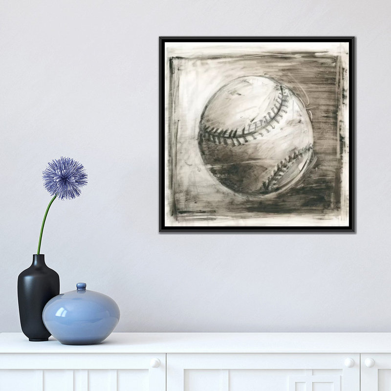 « varsity i », impression sur toile, H 18 po x l 18 po x P 1,5 po, Toile avec cadre noir, Pas de tapis