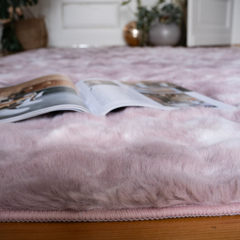 Camouflage Rectangle Abstract Hand Tufted Dhurrie, Pink, Rectangular 120 x 170cm