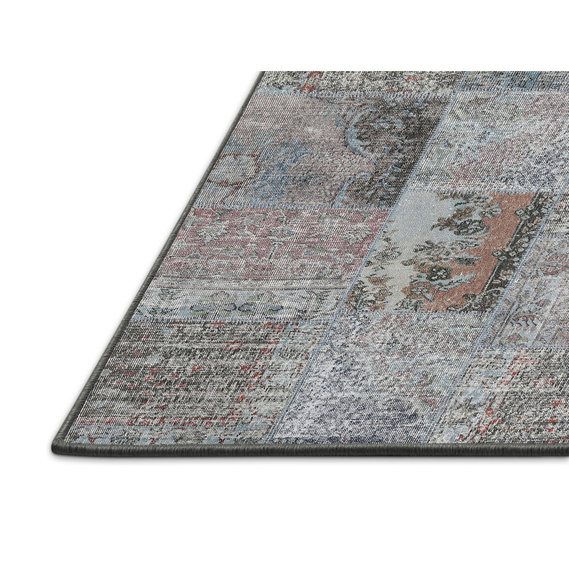 Tapis gris/rouge traditionnel Pugsley, Rectangle 2 pi x 4 pi