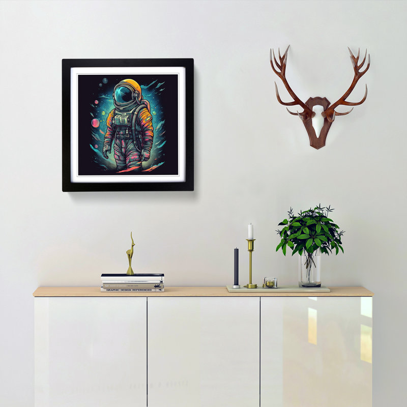 Astronaut Futuristic - Framed Print, Black