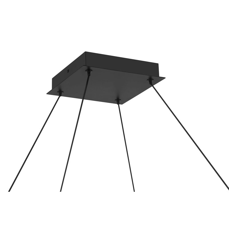 Lustre, 4 lumières, 34 po, noir mat, verre transparent, Clair