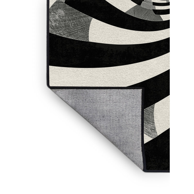 Machine Washable Penola Bold & Eclectic Modern Geometric Rug in Green – Black Binding, 6x9