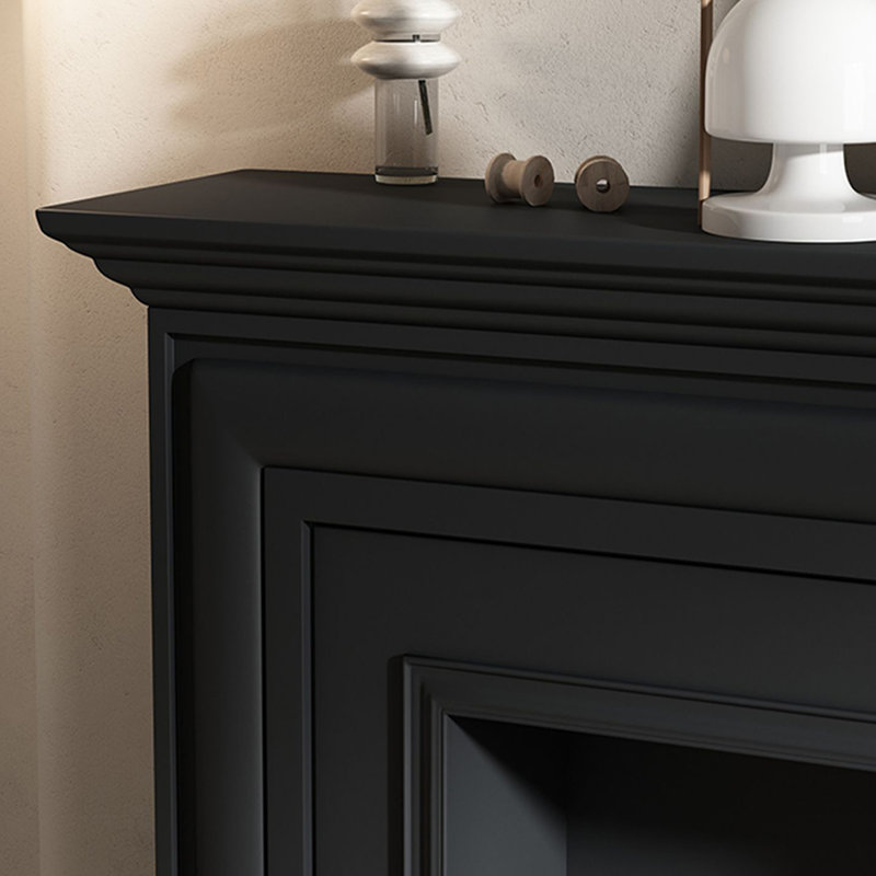 Black Solid Wood Freestanding Fireplace