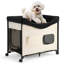 Lit pour chien surélevé surélevé, lit superposé pliable pour chien avec tissu Oxford 600D et velours néerlandais, lit surélevé portatif avec roues, sacs de rangement latéraux et sac de transport pour chats et chiens, très grand, beige-1139516612