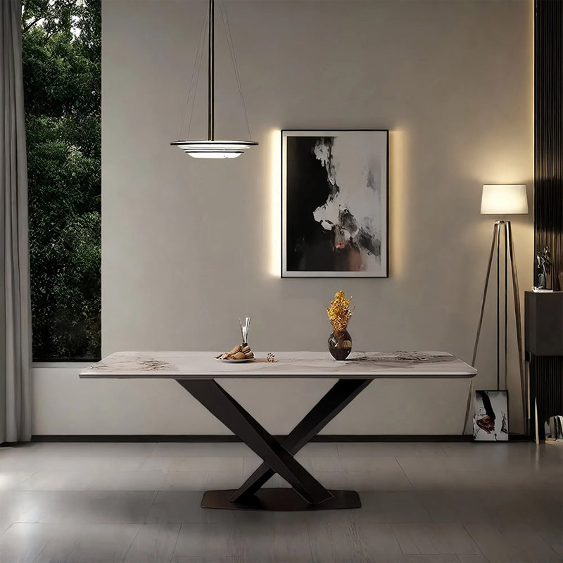 Simple and luxurious rock plate dining table, 29.52"H x 62.99"L x 31.49"W