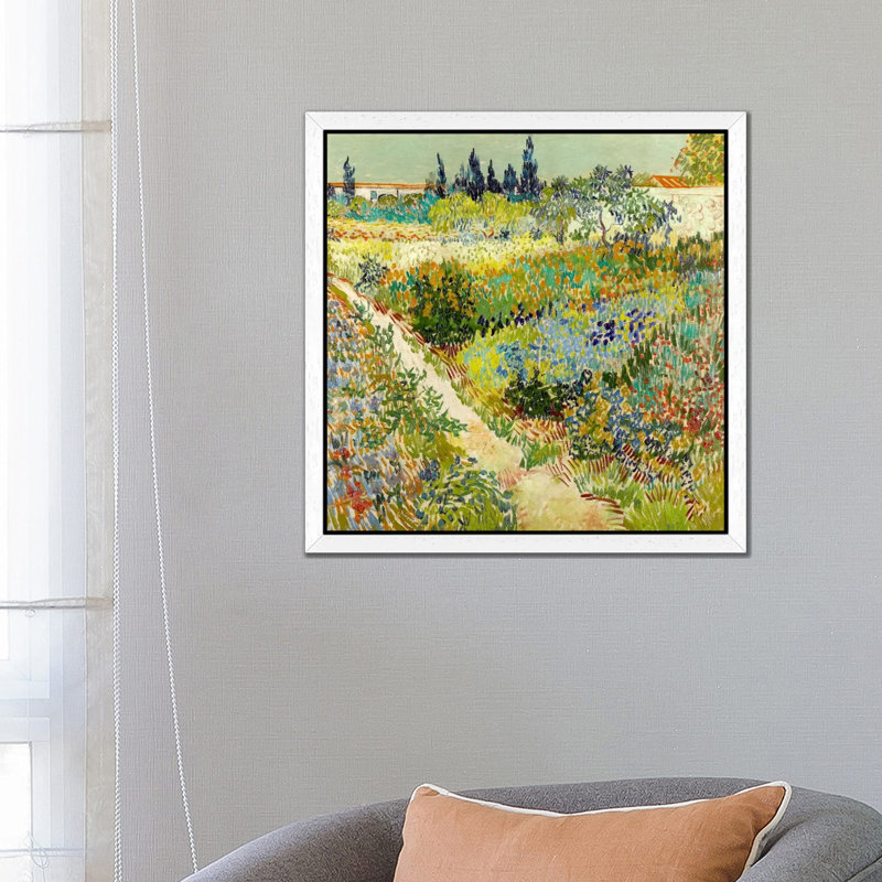 The Garden At Arles by Vincent Van Gogh - Painting on Canvas, 66.04 cm H x 66.04 cm W, White Framed