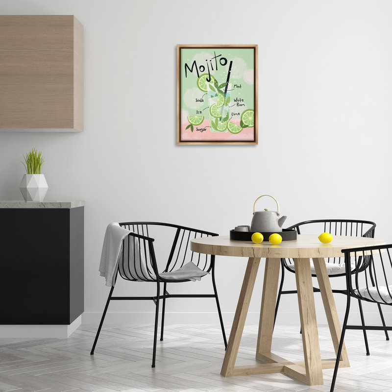  "Mojito Cocktail Recipe", art mural sur toile flottant par Lisa Perry White, Cadre flottant orme Montalcino