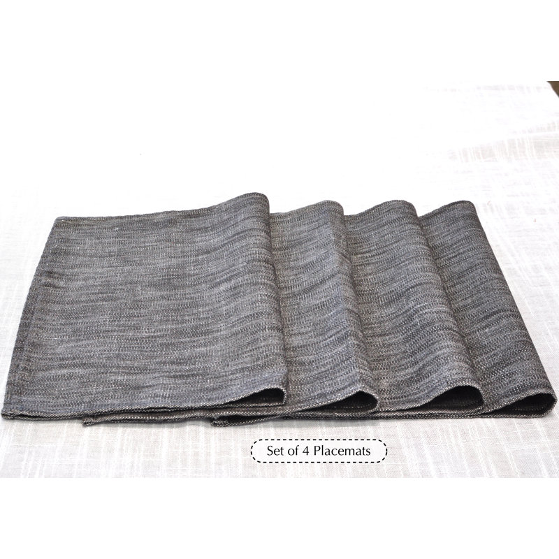 Dining Table Placemats Cotton Washable Woven Cloth Rectangle Place Mats  13"x20" (Set of 4), Gray 