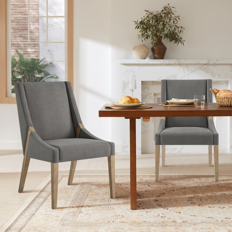 Arnell Annie Upholstered Dining Chair, Brown, Effie Flint Performance Linen