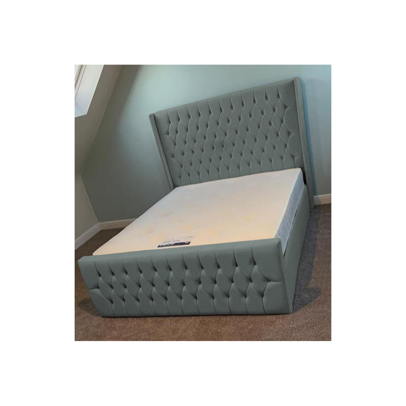 Dothan Upholstered Bed, Single (3'), Chrome