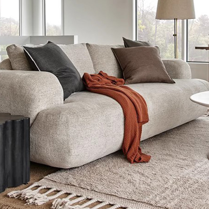 French cream style simple fabric sofa, 31.49" H x 82.67" W x 39.37" D, 3