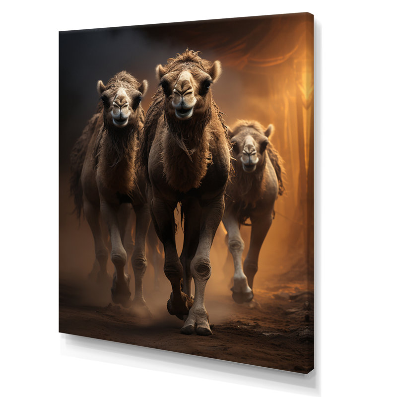 Keerthana Camels Desert Symphony - impression, H 20 po x l 12 po x P 1 po, Toile tendue