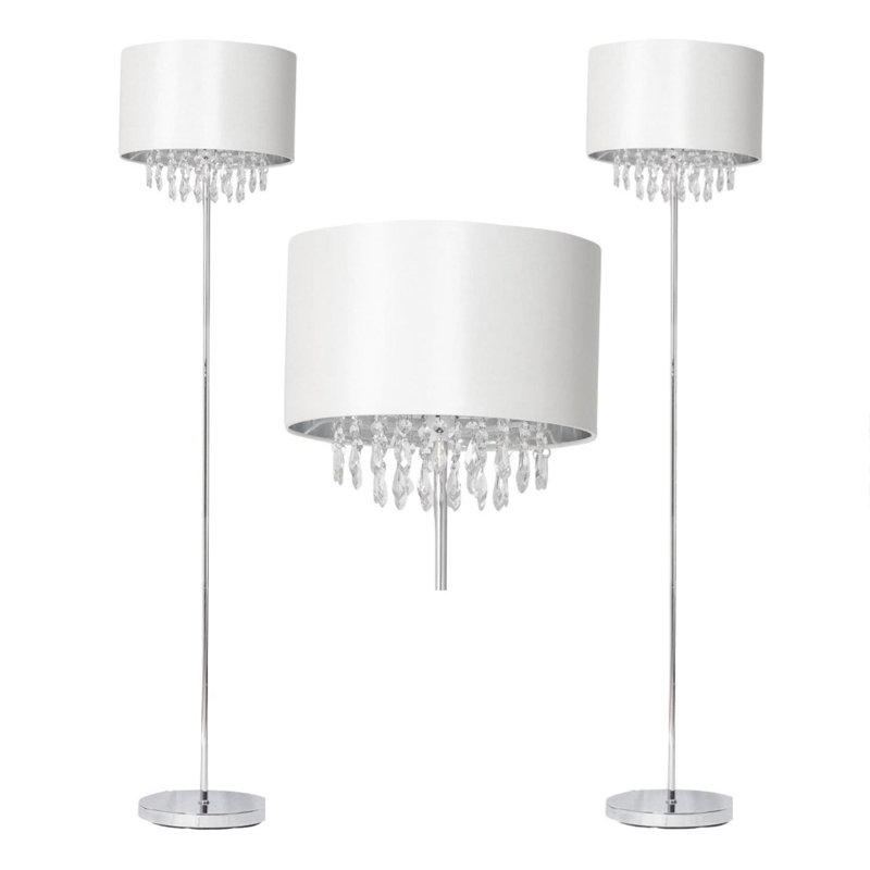 Lambdin 145cm Traditional Floor Lamp Set, Off White
