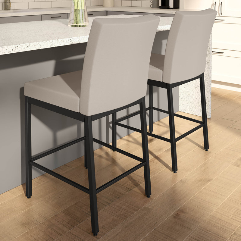 Fellman Upholstered Counter & Bar Stool with Metal Base, Counter Stool (26" Seat Height), Black, Cream
