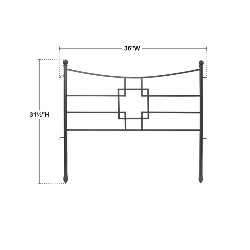 Graphite Wrought Iron Square Garden Fence Set of 4