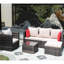 Mobilier de patio avec coussins, 4, brun ton brun, 4 modulaires
