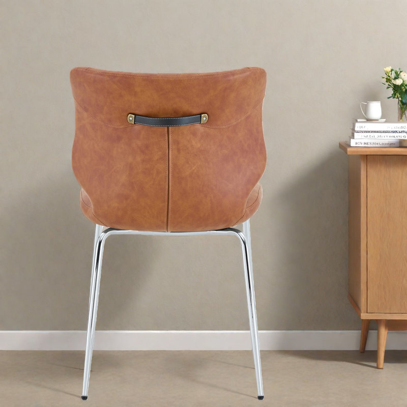 Chaises de salle à manger brun moderne, cuir ciré à l'huile, pieds en métal réglables, ensemble de cuisine