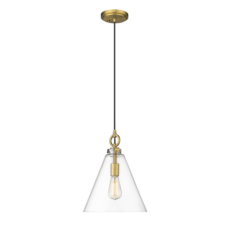 Luminaire suspendu 1 lumière Pays de Galles, H 124 po x l 11,5 po x P 11,5 po, Laiton frotté