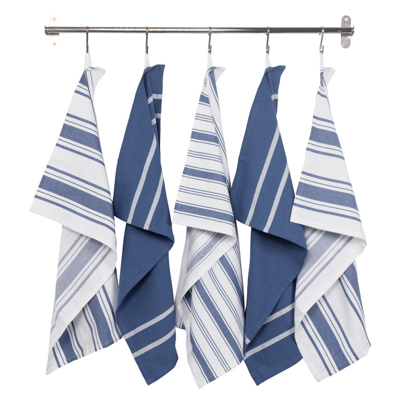 18" W Recycled Cotton Kitchen Towels, Blue Grey