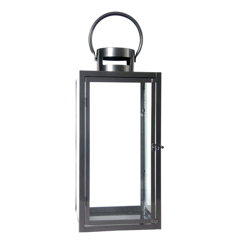 Metal Lantern with Candle Included, 51cm H x 22.7cm W x 22.7cm D