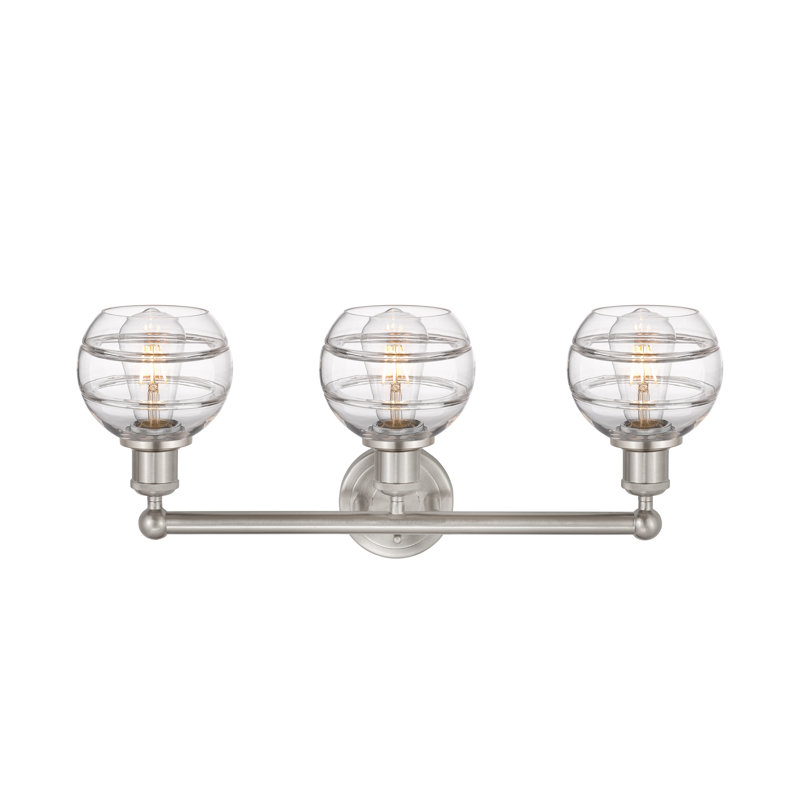 Éclairage pour meuble-lavabo 3 lumières Natick, Nickel satiné brossé, Transparent