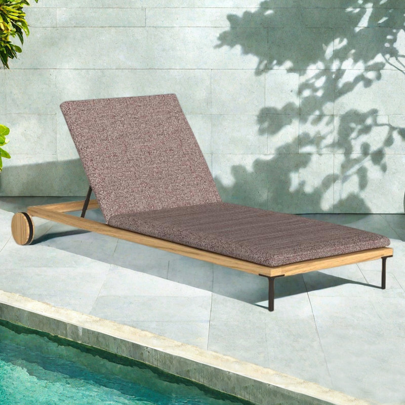 Outdoor leisure hotel beach lounge chair, Natural Wood