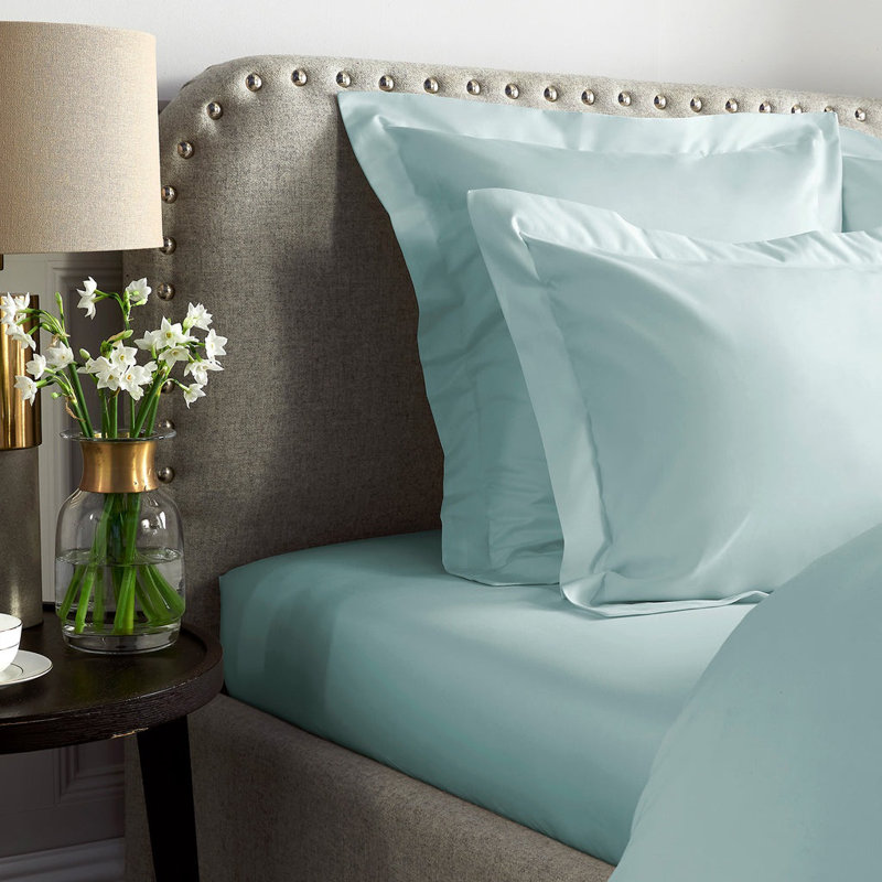 Marview 1000 Thread Count Sateen Standard Fitted Sheet, Duck Egg, Double (4'6)