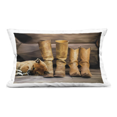 A Hard Days Work Boots Decorative Printed Throw Pillow design by Renel Peters