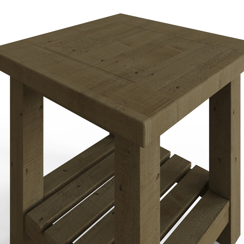 Almerton Side Lamp End Table – Solid Reclaimed Natural Pine