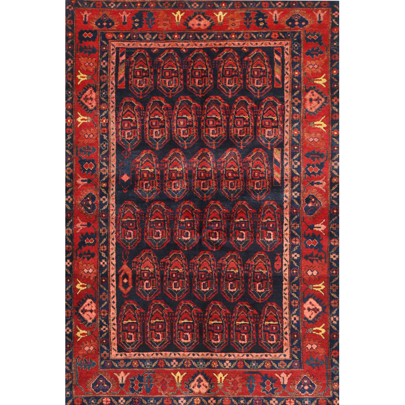 Tapis à motif oriental rouge / brun, Rectangle 7 pi x 9 pi
