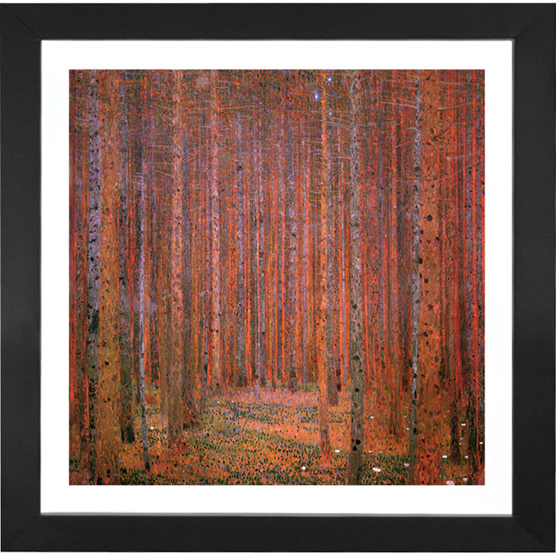 «Fir Forest I» par Gustav Klimt, impression, H 16 po x l 16 po x P 1 po, Papier encadré noir