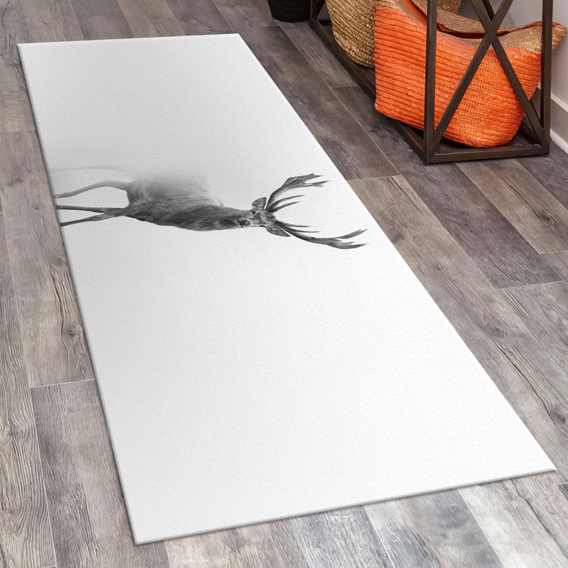 Floral Themed Non-Woven Thin Type Printed Rug with Vivid Colors for Indoor Use, Rectangle 3'3" x 9'2"