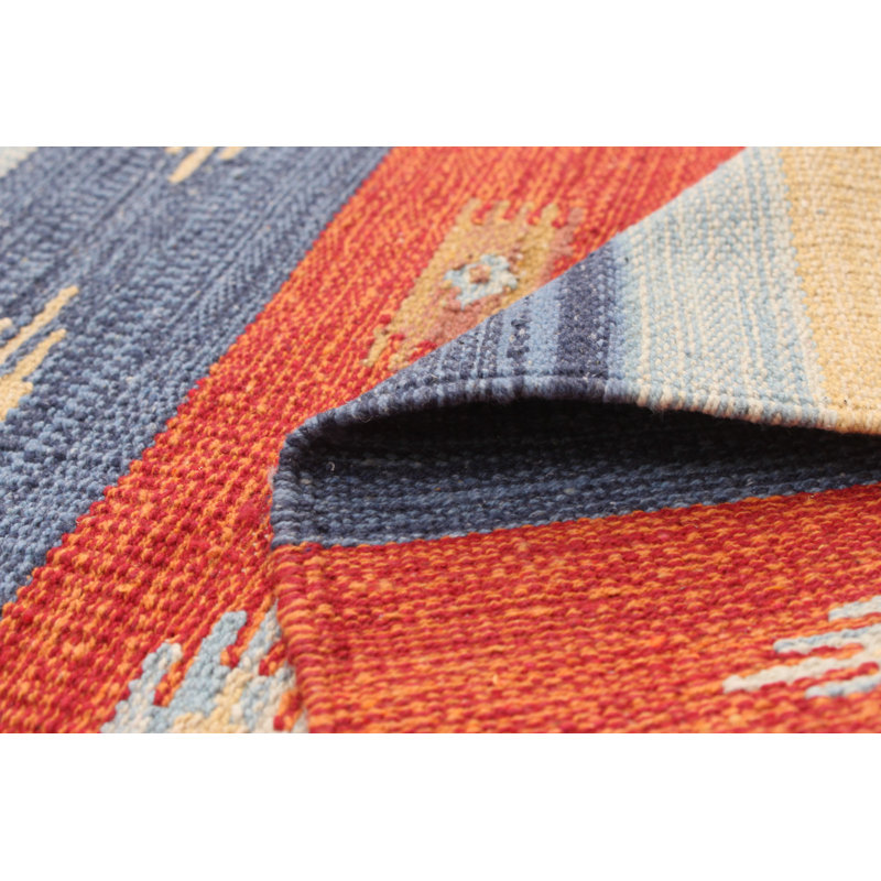 Tapis oriental en laine rouille / bleu / beige Itchington