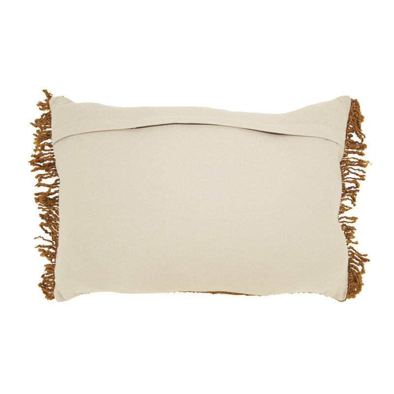 Coussin Fringe, Rectangle H 16 po x l 24 po, Duvet de canard, Orange