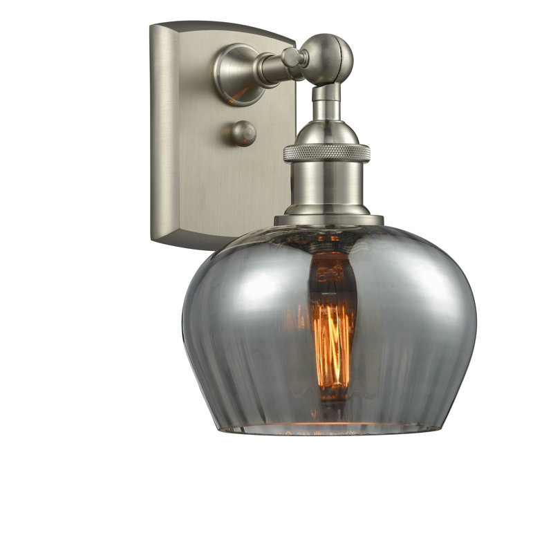 Patrina Armed Sconce, Brushed Satin Nickel, Incandescent, Matte White
