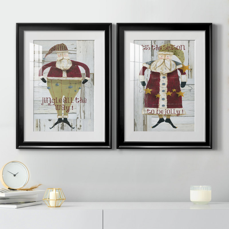 Jingle Santa - ensemble de 2 reproductions, H 22,5 po x l 61 po x P 1,5 po, H 31,5 po x l 47 po x P 1,5 po, Blanc