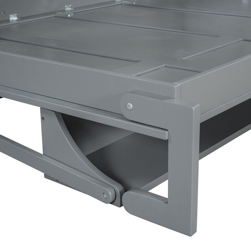 Lit double avec bureau hydraulique, gris - garde votre espace de travail organisé et fonctionnel pour la maison