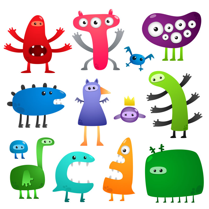 Funny Monsters by Artenot - Wrapped Canvas Print, 30cm H x 30cm W x 3.8cm D
