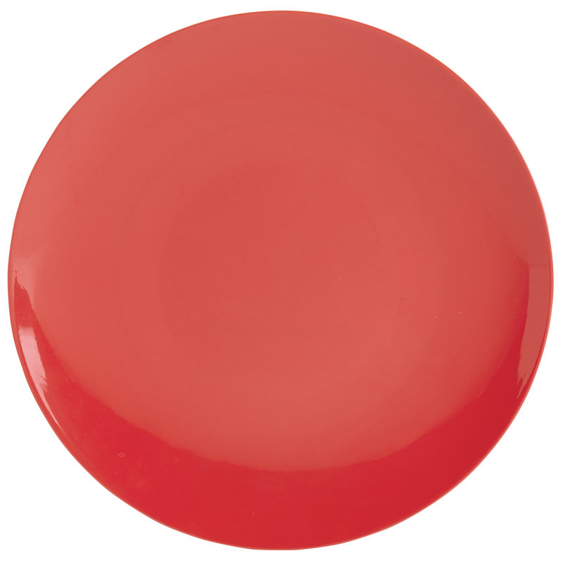Tabletops Gallery Peacock 12 Piece Melamine Dinnerware Set, Red