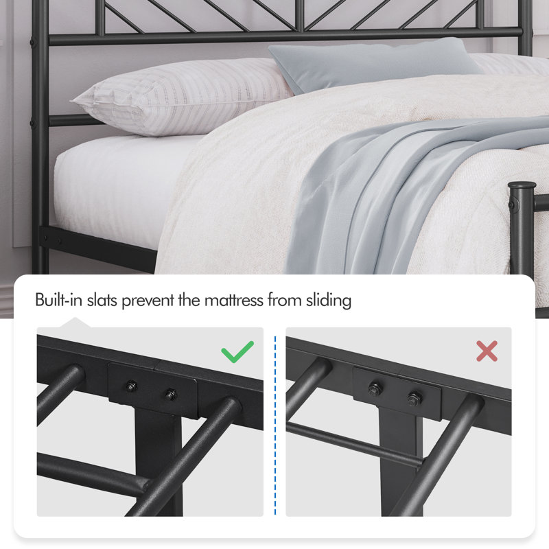 Base de lit plateforme avec tête de lit Armanni, Double, Noir