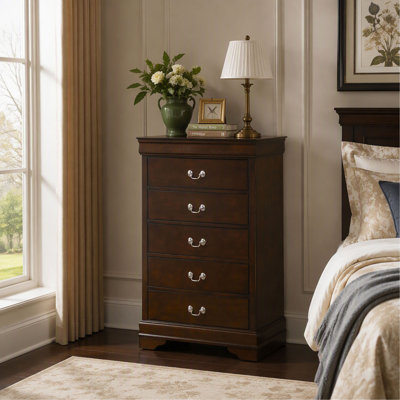 Cappuccino 5-Drawer Bedroom Chest for Home Storage