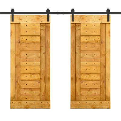 84'' Solid Wood Paneled Painted without Installation Hardware Kit Barn Door