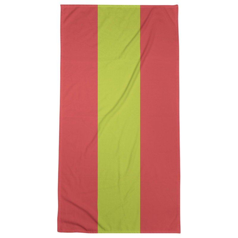 Lightweight Beach Towel, Poly/Cotton, Torch Red/Volt Green