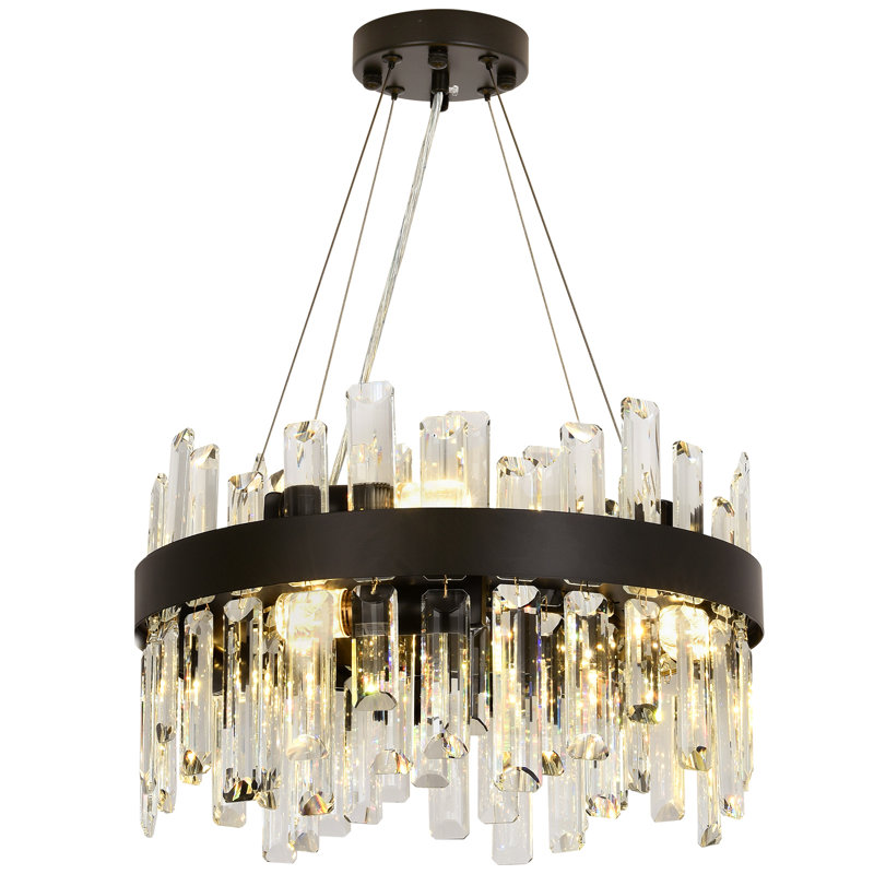 Bartolome Crystal Chandelier, Matte Black, 8 Lights, 24cm H x 40cm W x 40cm D