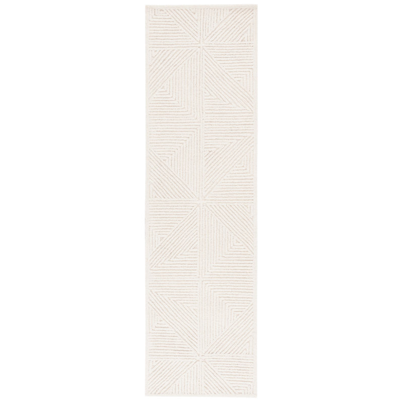 Lisabet Textural Hand Tufted Wool/Cotton Geometric Rug in Ivory, Runner 2'3" x 8'