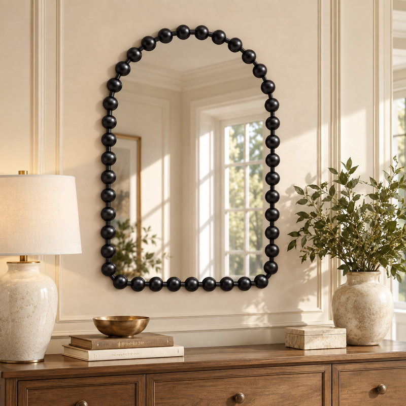 Miroir mural Madison Park Signature Marlowe, 35.83" H x 24" W, Matte Black, Arch