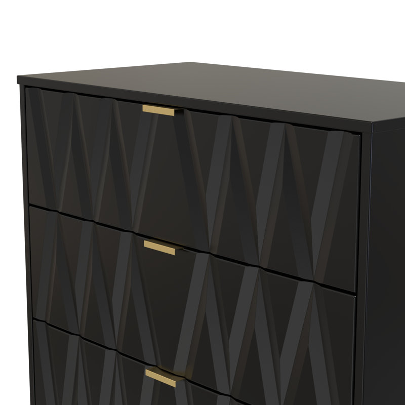 Besmir 77cm W 3 - Drawer Chest of Drawers, Deep Black/Black