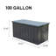Coffre de rangement extérieur durable et imperméable de 100 gallons, idéal pour les coussins de patio, les outils et plus encore, verrouillable (gris foncé)