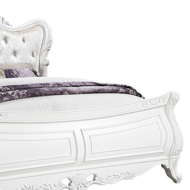 Jaria King, 3 pièces, blanc, Très grand, 3 Pcs: Bed, 2 Nightstands
