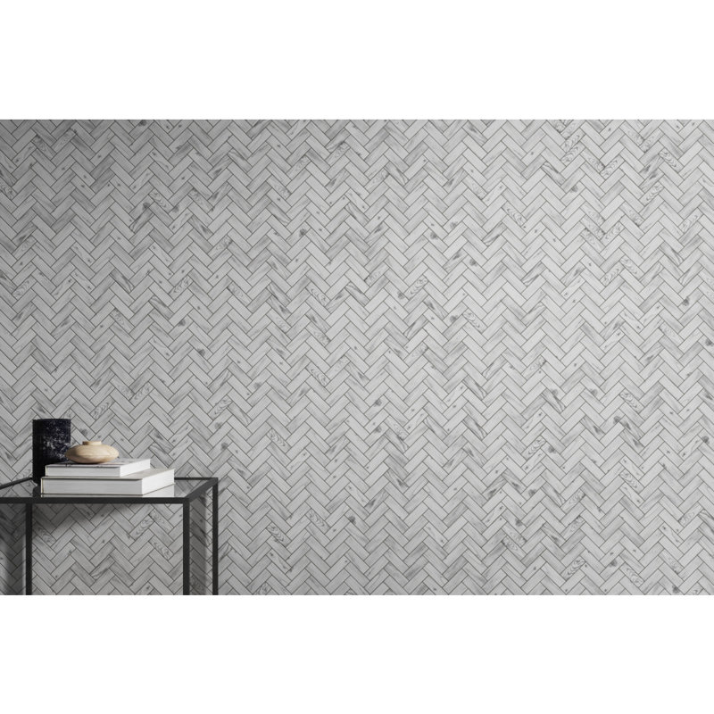 Carreau de sol et mur en verre lustré 11 po x 13 po Echo White (13,86 pieds carrés / caisse), Blanc